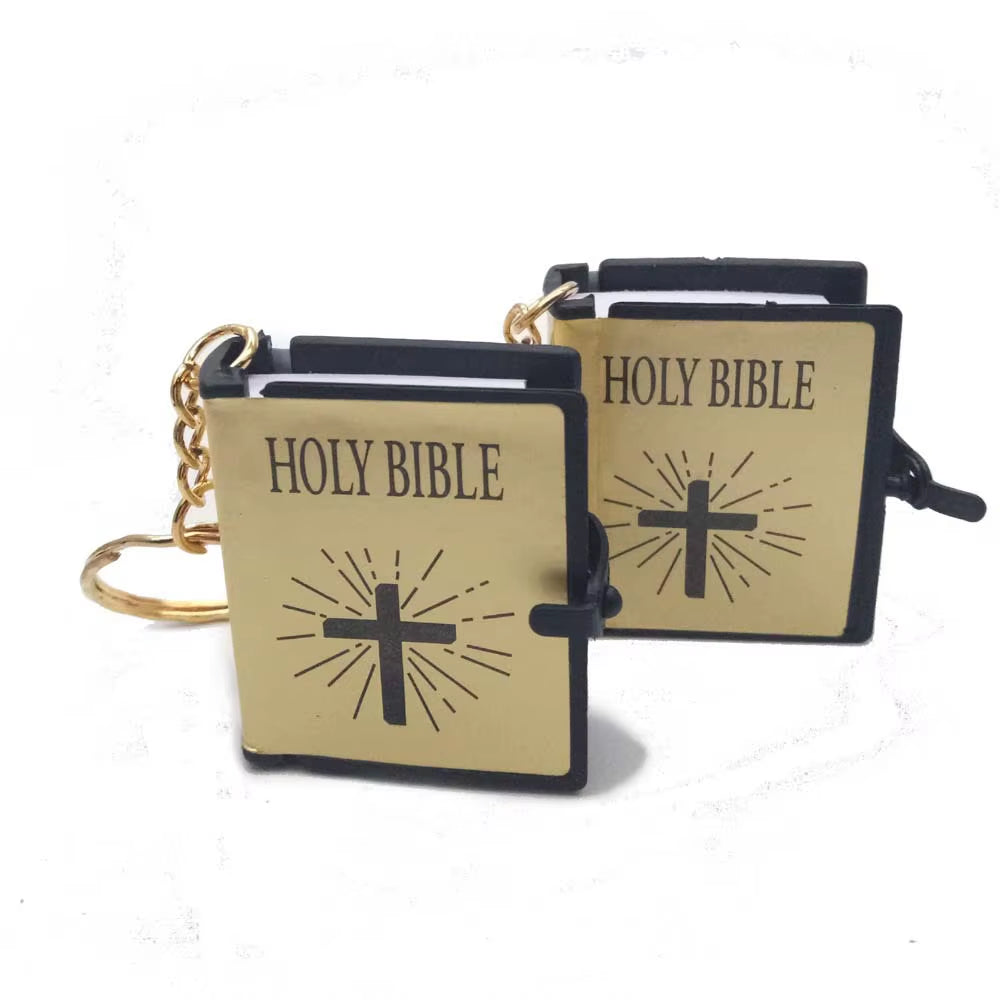 4Cm Miniature Holy Bible Keychain - Religious Souvenir for Christians on the Go