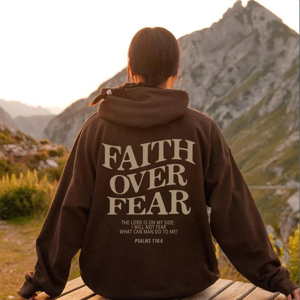 Faith over Fear Christian Hoodie Christian Sweatshirt Jesus Hoodie Trendy Hoodie Bible Verse Shirt Unisex Aesthetic Clothes