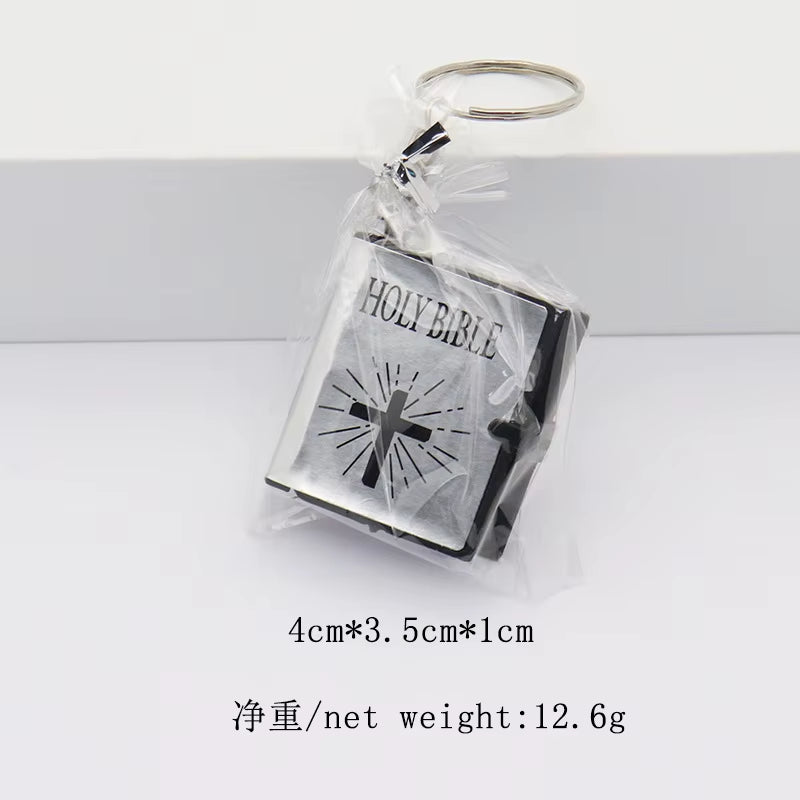 4Cm Miniature Holy Bible Keychain - Religious Souvenir for Christians on the Go